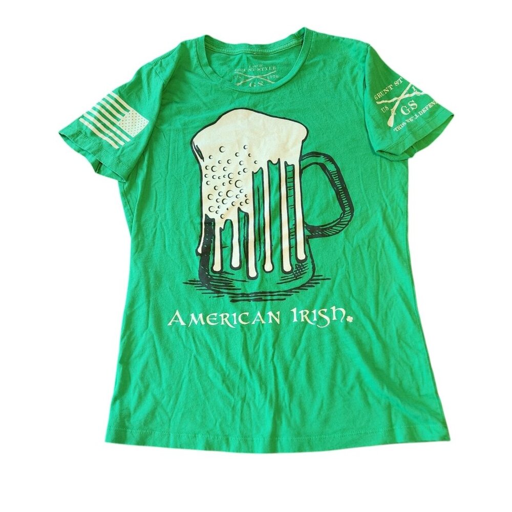 Grunt Style American Irish T-Shirt Green St. Patrick's Day‎ Womens Large EUC